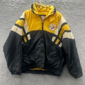 Vintage 90s Game Day Turbo Zone Pittsburgh Steelers Puffer Jacket Coat M NFL